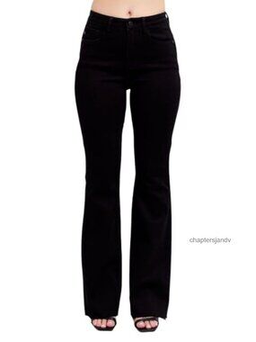 High-Waisted Star Seam Flare Jeans Stretch Denim Comfort Fit Women's